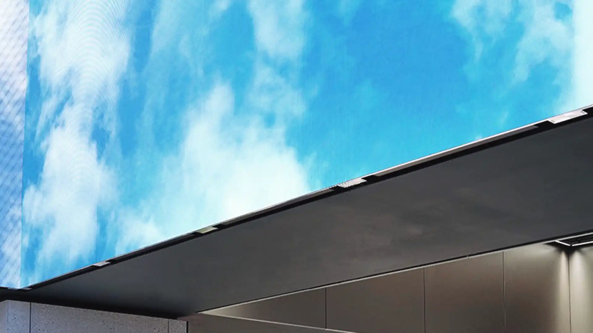 Immersive LED ceiling installation in Balenciaga’s New York flagship store, creating a futuristic retail atmosphere.