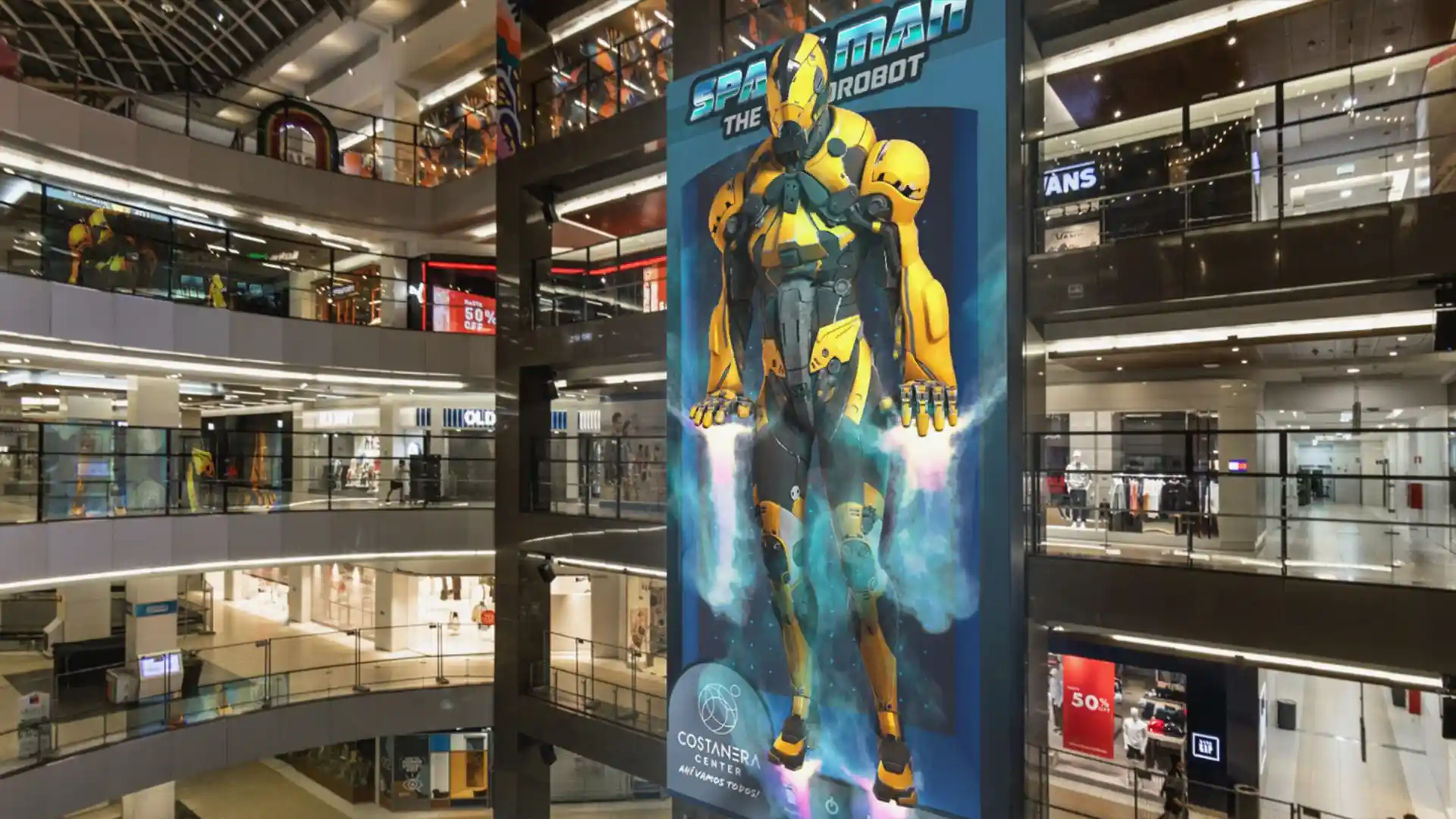 19-metre-high digital screen delivering immersive content at Costanera Center.