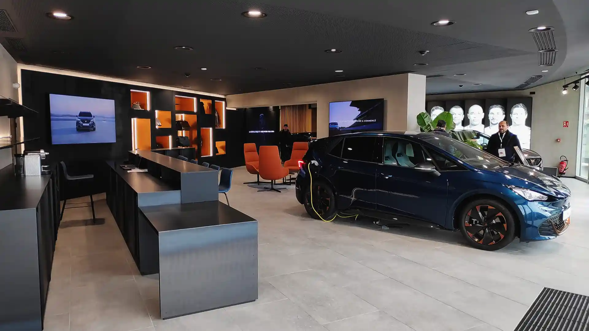 Interior of CUPRA City Garage Paris designed as an immersive automotive brand experience