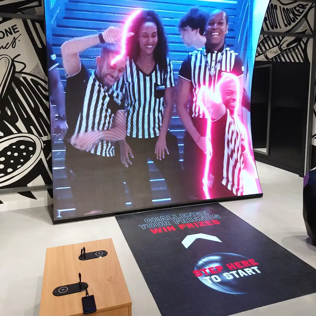 Selfie station inspired by Paris Metro featuring LED ambience and social filters.