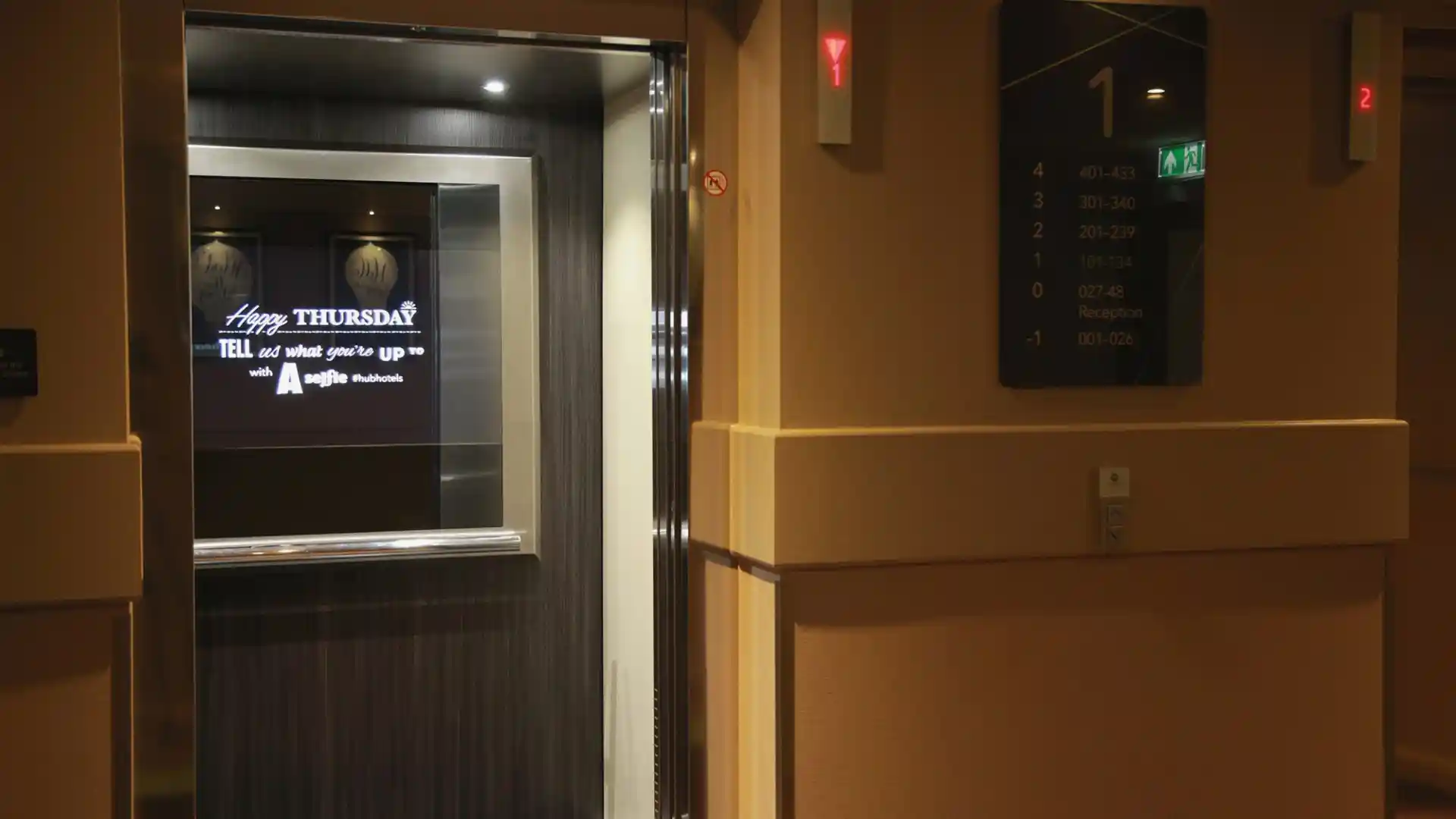 Integrated digital screens and devices creating a connected guest journey inside Hub Premier Inn