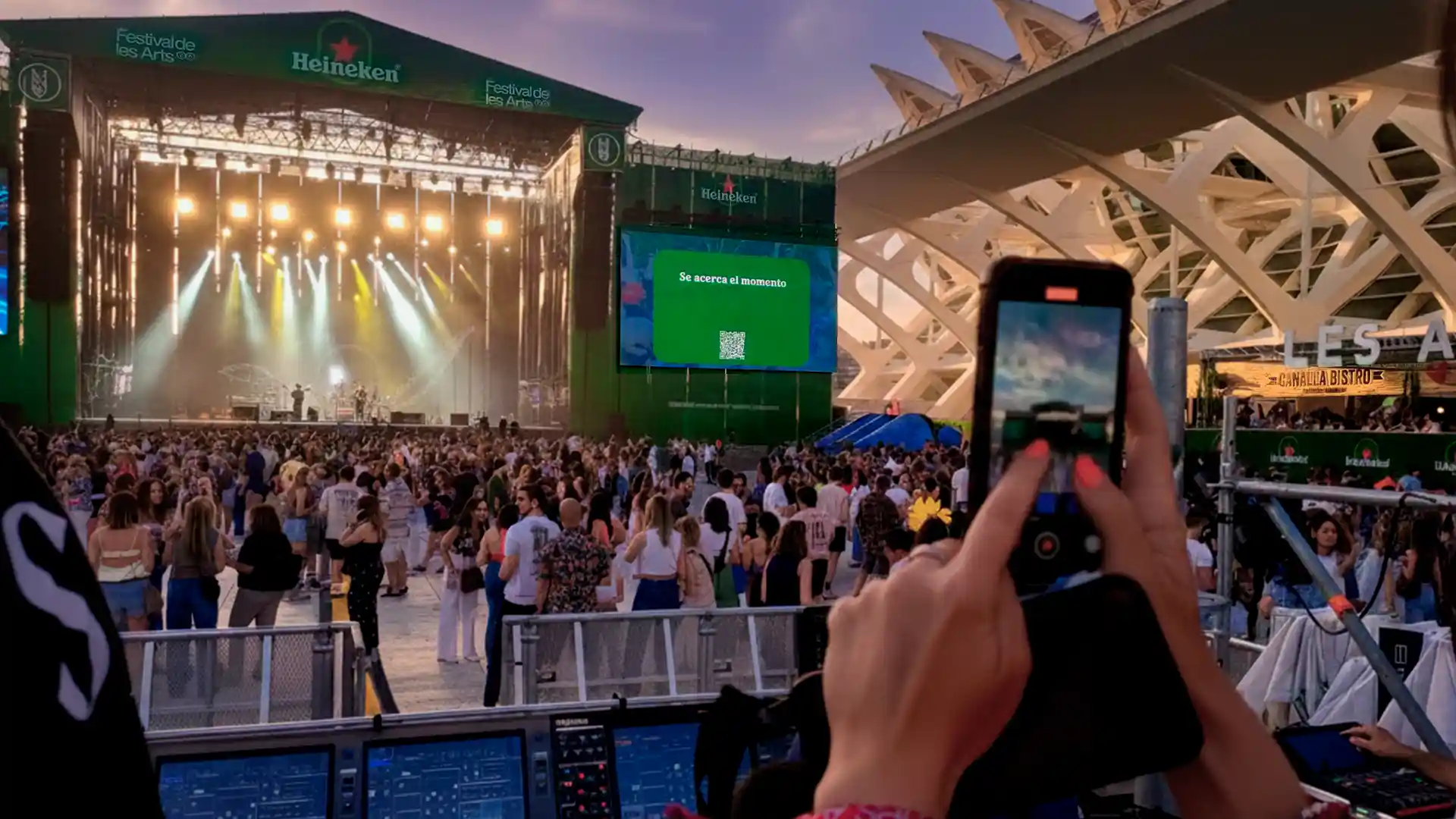 Festival audience interacting with live digital content through the HEICam platform