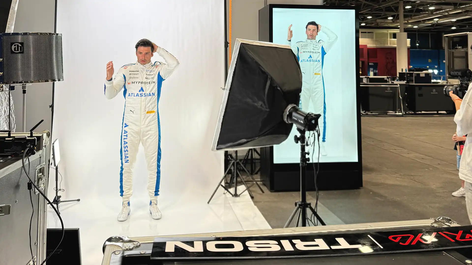 TRISON Holobox 3D holographic installation displaying F1 trophy at Circuit de Barcelona-Catalunya.