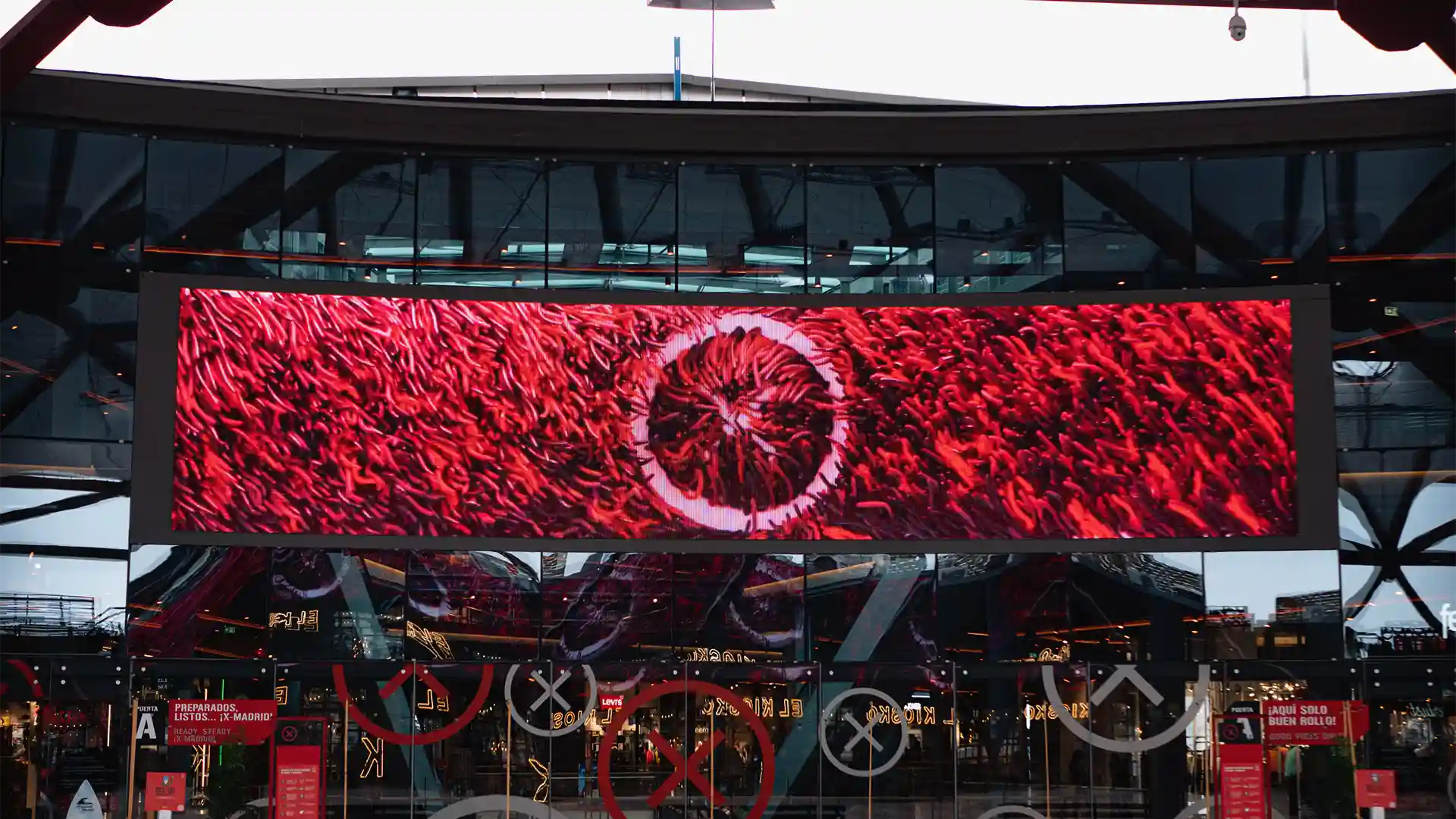 Interactive digital games and urban-inspired installations engaging visitors inside X Madrid shopping centre.